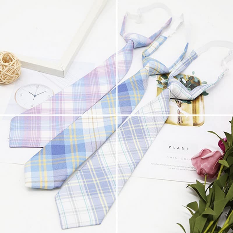 Plus Nao School Necktie, One-touch Necktie, Girls Students, Boys, Checkered
