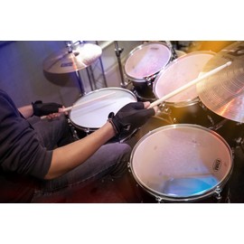 XDrum DGL-0F Drum Gloves Size XL - Drummer Gloves for Men - With Cut Fingers - Made of Soft Leather - Mesh Exterior - Black