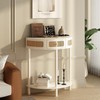 Wnutrees Rattan Half Moon Console Table, Modern Entryway Table with