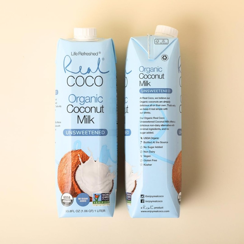 Real Coco Organic Original Coconut Milk Beverage (6-Pack 1L), USDA