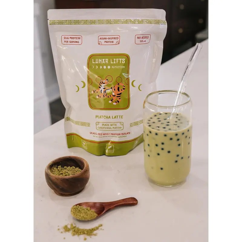 Lunar Lifts Nutrition Matcha Latte Whey Protein – Grass-Fed Whey