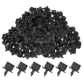 M METERXITY 200-Pack 360 Degree Adjustable Irrigation Dripper, 1/4 Inch Barbed Emitter Drip Sprinklers for Garden/Greenhouse/Flower Bed/Watering System, Anti-Clogging Emitters [Black]