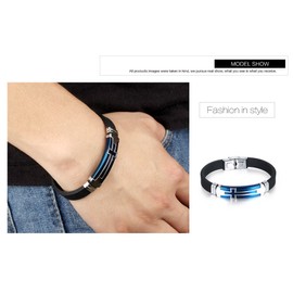 M.JVisun Men's Cross Bracelet Silicone Sport Wristband Confirmation Gift for Boys Bangle Bracelet 7.87 inch - Blue