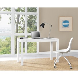 Ameriwood Home Large Parsons 2-Drawer Computer Desk, White