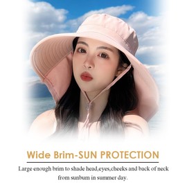 Zsedrut Waterproof Sun Hat Women Man UV Protection Hats with Neck Flap Foldable Summer Hat Gardening,Hiking,Fishing,Swimming,Beach (Pink)