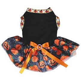Petitebelle Puppy Clothes Dog Dress Plain Black Top Pumpkin Tutu, xl, black