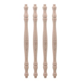 Mxfans 4 Pieces Unfinished Wood Natural Cutout Wooden Spindle 27.5cm Length