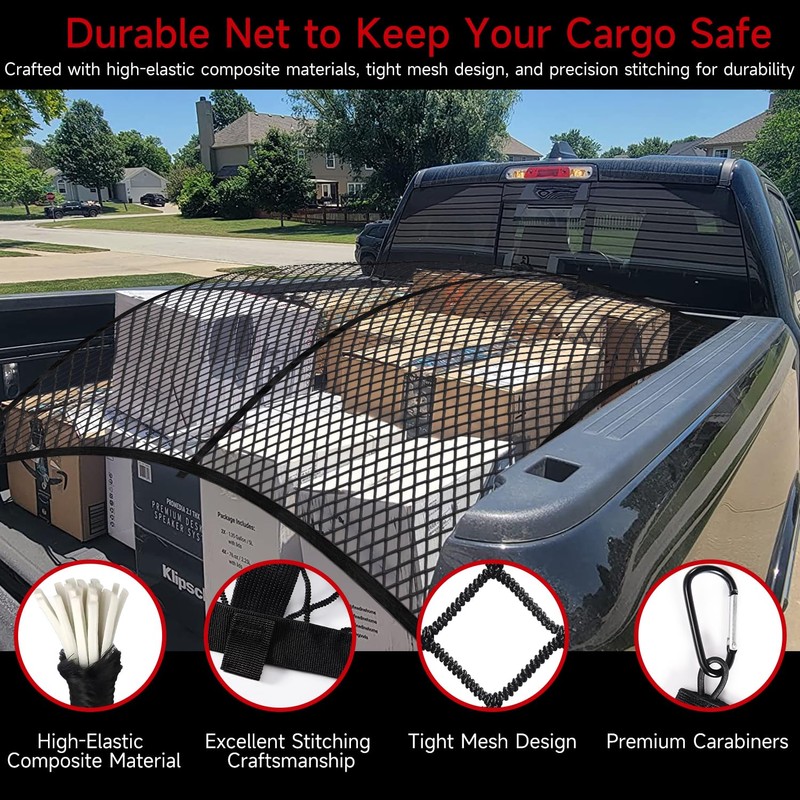 Ezfilet Highly Elastic Cargo Net - Double Layer Truck Bed