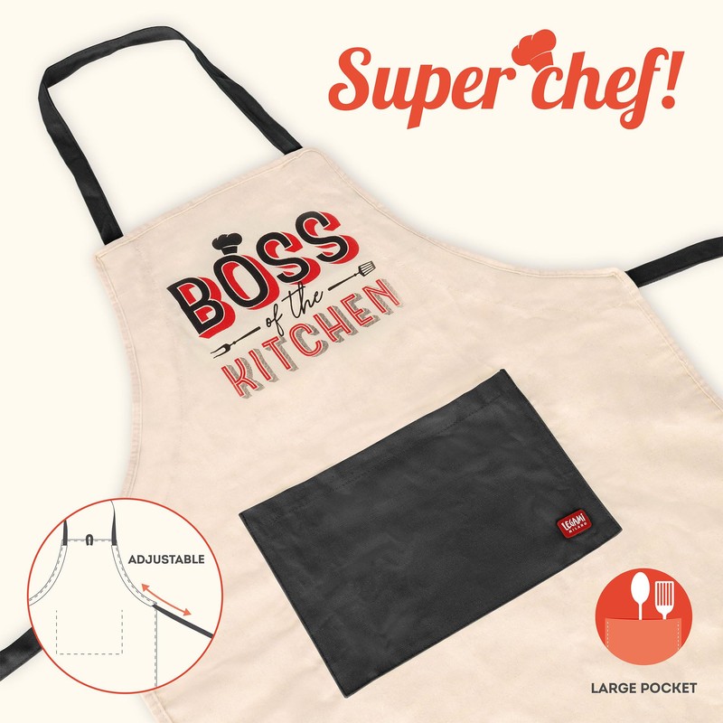 Legami Super Chef Cooking Apron, Beige, One Size, beige