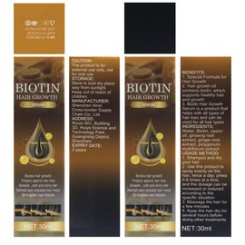 Hair Growth Serum, 2 Pieces Biotin Hair Growth Serum, Luxury Biotin Hair Growth Serum for Women and Men for Accelerating Hair Growth and Against Hair Loss (30 ml)