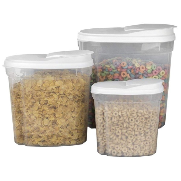 Home Basics 3-Piece Cereal Container, 1.3/2.7/5-Liter
