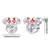 Sterling Silver Mouse Stud Earrings - Sparkling Cubic Zirconia Cute