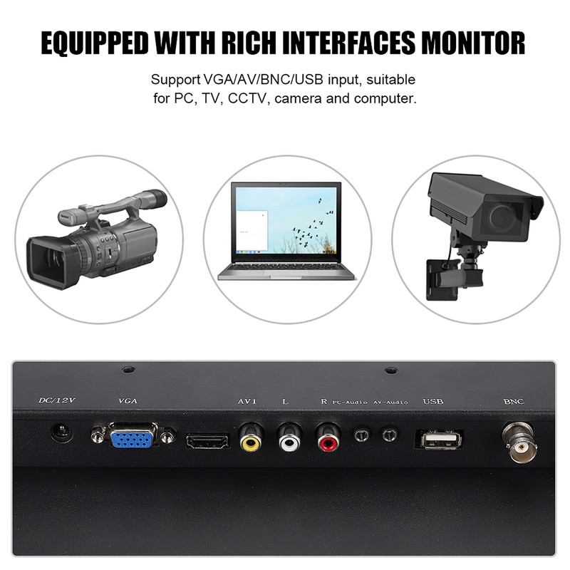 15in TFT 4:3 Display 1024x768 Embedded Industrial Monitor HDMI/VGA/AV/BNC/USB