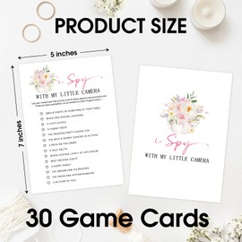 WwongxianB I Spy with My Little Camera Bridal Shower Games, Tea Party Bridal Shower Games Cards 30 Guests, Pink Floral Wedding Engagement Bachelorette Party Activity & Game Reception Supplies-B02
