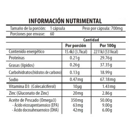 Naturagel Zinc Con Vitamina D3 Y Omega 3  60 Capsulas 700mg Sabor Sin Sabor                                                                           