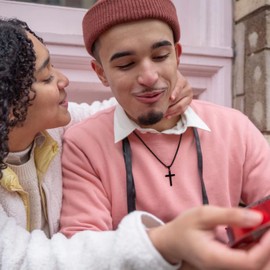 IEFLIFE Boyfriend Gifts Boyfriend Necklaces, Black Cross Necklace Boyfriend Jewelry Anniversary Valentines Day Gifts for Him Christmas Gifts for Boyfriend Religious Christian Gifts for Men