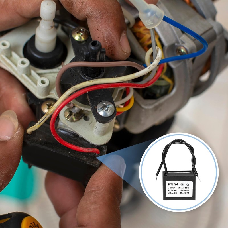 sourcing map CBB61 Capacitor, 2.5uF 450V 2-Wire Ceiling Fan Motor