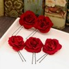 Beaupretty 6 Pieces Wedding Updo Hairpins Red Rose Flower Hair