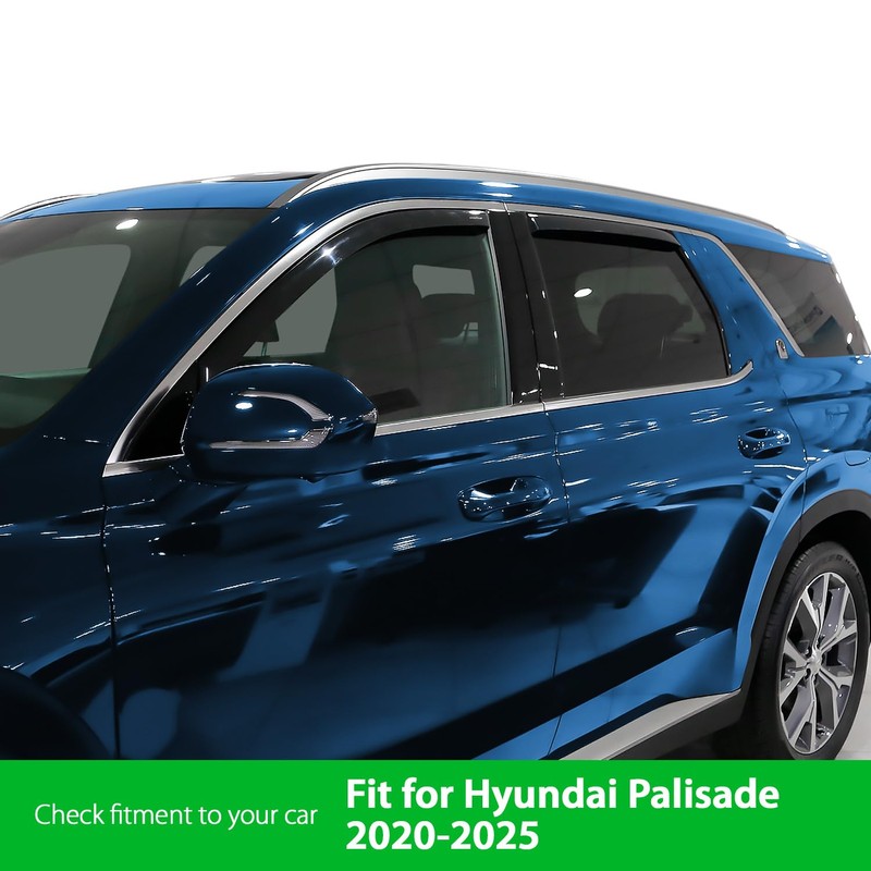 Goodyear Shatterproof in-Channel Window Deflectors for Hyundai Palisade 2020-2025, Rain