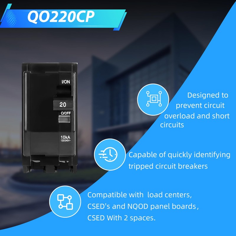 QO220CP 20-Amp 2-Pole Circuit Breaker - Compatible with SD QO