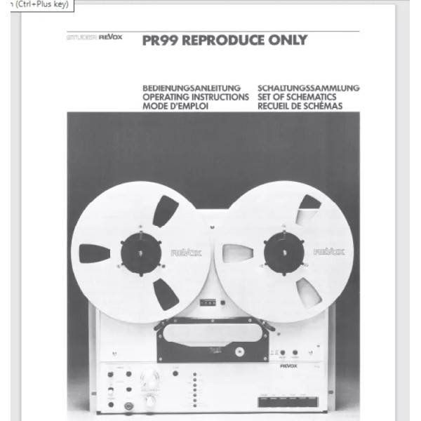 Revox PR99 mk2 reel to reel Owner manual 52 pg.