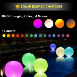 SEMANJLL 4PCS Solar Floating Pool Lights,14" Solar Powered Inflatable Glow Globe 16 Color Changing led Pool Light Ball Night Light