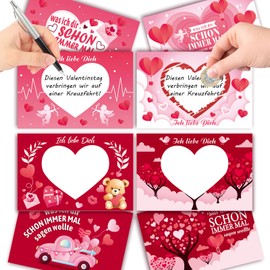 DPKOW 12 Romantisch Rubbelkarten zum Selber Beschriften Geschenke für Ihn Sie Paare Valentinstag, Selbst Gestalten Rubbellose Gutschein Karte Geschenke Männer Frau Geburtstag Weihnachten Hochzeitstag