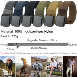 LionVII Men's Tactical Military Nylon Belt with Plastic Buckle 130 cm, coffee
