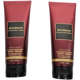 Bath and Body Works 2 Pack Men's Collection Ultra Shea Body Cream BOURBON. 8 Oz
