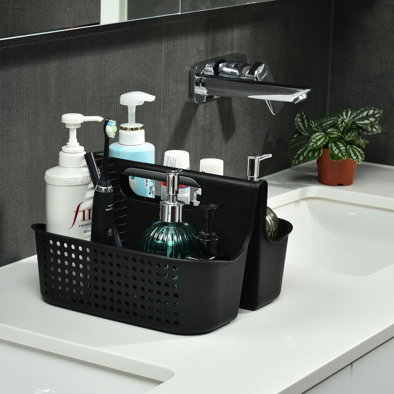 ALINK Plastic Shower Caddy Basket, Portable Divided Cleaning Supply Storage