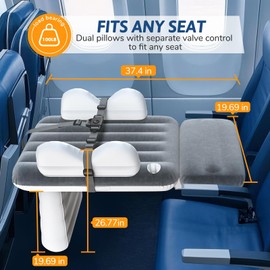 omzer Inflatable Toddler Airplane Bed: Airplane Seat Extender for Kids with Cup Holder & Seat Belt - Portable Baby Travel Bed with Travel Bag & Hand Pump