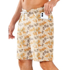 NORTHYARD Mens Swim Trunks Board Shorts 9 Inch Bathing Suit Swimwear Quick Dry Beach Short with Zipper Pocket - No Mesh Liner CAMOCORAL S