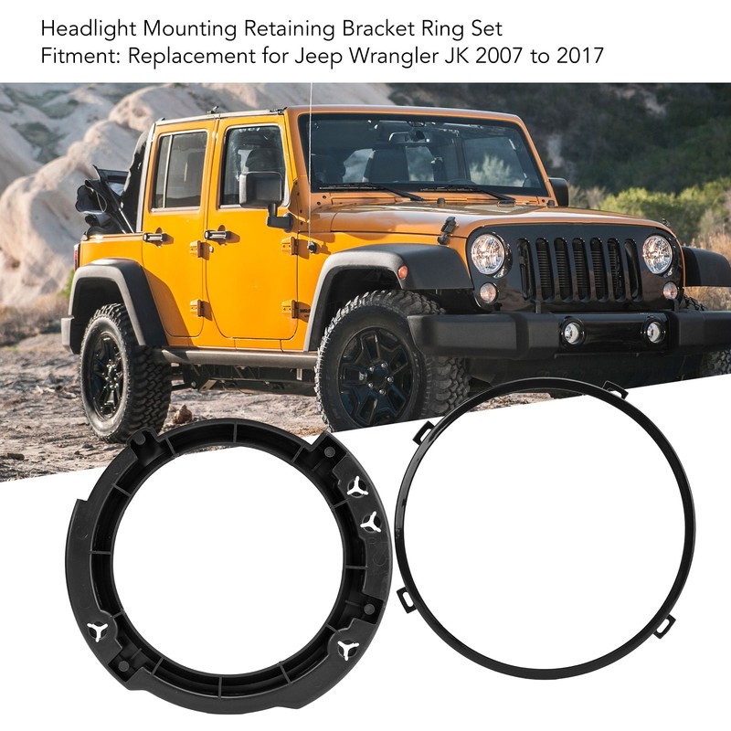 7Inch Round Headlight Mounting Retaining Bracket Ring Set with Headlight