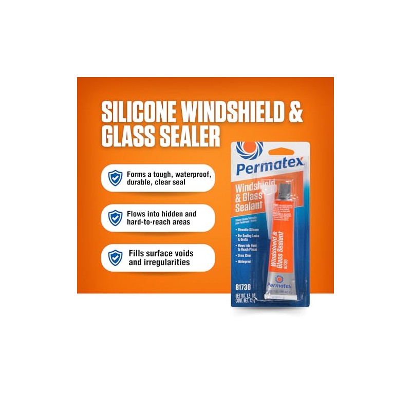 Permatex 81730 Flowable Silicone Windshield and Glass Sealer, 1.5 oz.