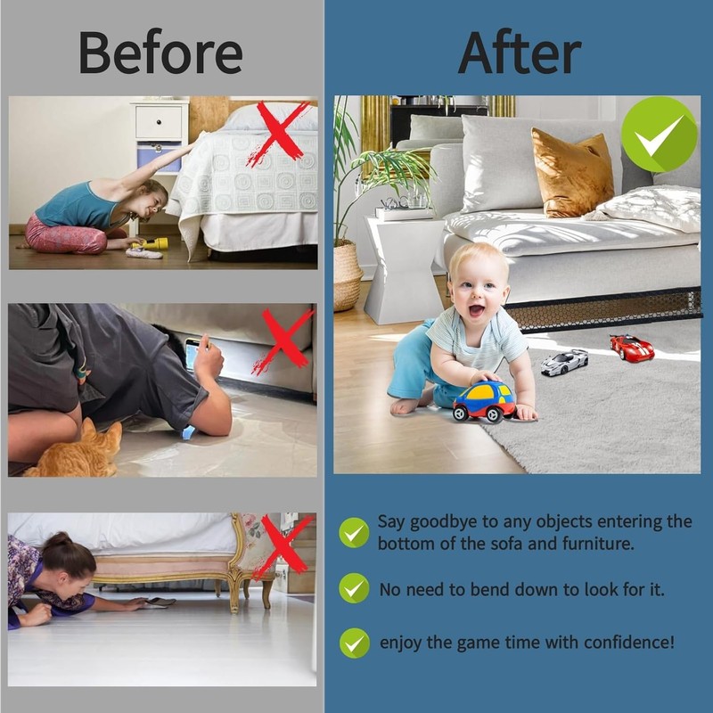 Under Sofa Blocker for Pets, 3 Inch Cuttable PVC Under