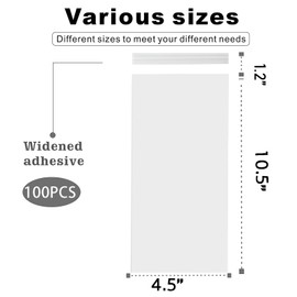 LEOSINDA 5.5 X 10.5 Inch Long Cellophane Bags Self Sealing100 Pcs,Clear Treat Bags Resealable Plastic Bag With Seal for Gift Wrapping,Packaging Candies,Bakery,Cookies,Party Favors