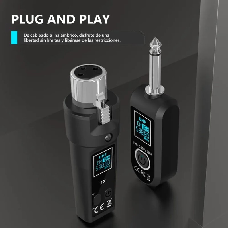 Tecmiyo 3pzs System De Micrófono Inalámbrico, Xlr Transmisor Y Xlr