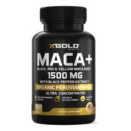 Organic Maca Root Powder Capsules Black, Yellow, Red -1000mg