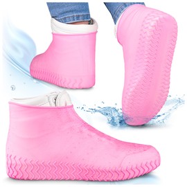 SULPO Waterproof Shoe Covers - Rain Cover Shoes - Rain Covers Shoes - Rain Covers Shoes - Overshoes Waterproof - Reusable Shoe Covers - Rain Cover Bicycle, pink