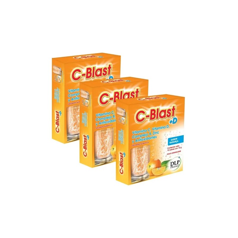Blast Vitamina Complejo Zinc Antioxidantes 3cajas Sabor Naranja