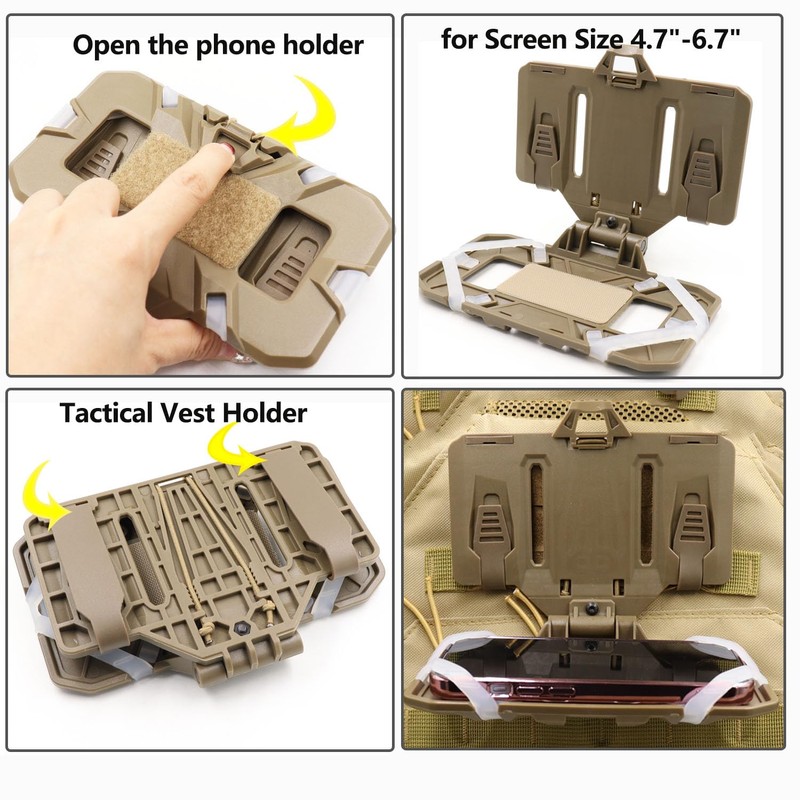 LThyzszb Tactical Vest Phone Holder Plate Carrier Phone Mount, Universal