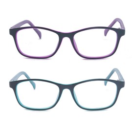 Outray Gafas de luz azul para niños, rectangulares, antinocivas, luz azul, UV400, antirreflejos, Juego azul y morado, M