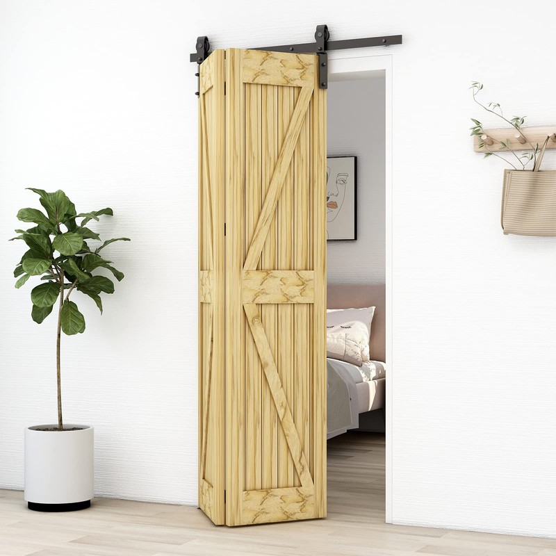 QINAIXQM 60" / 5FT Bi-Folding Sliding Barn Door Hardware Kit