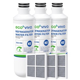 Ecoviva LT1000P Replacement Water Filter 2, Compatible with LT1000P/PC/PCS LT-1000PC, ADQ747935, ADQ74793501, MDJ64844601, LFXS26973S, LMXS28626S, LMWS27626S, Come with LT120F Air-Filter 3Combo