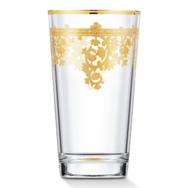 Set of 4 Embellished 24K Gold Crystal High Ball Tumbler-MADE In Italy