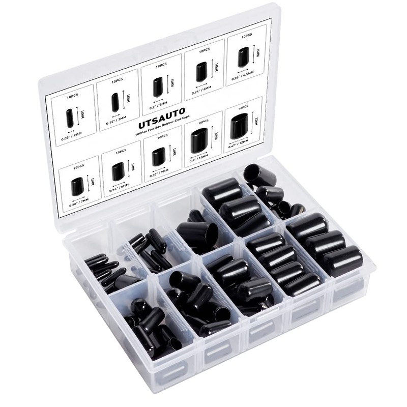 UTSAUTO 100Pcs Flexible Rubber End Caps 10 Most Popular Size