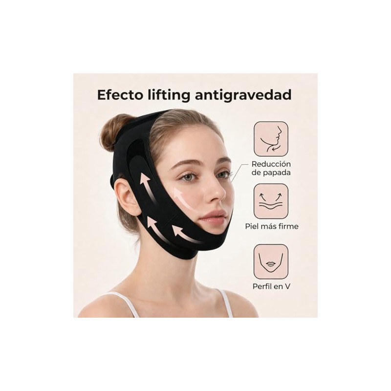 Faja para Papada Mujer, Banda Facial Ajustable Reutilizable | Correa