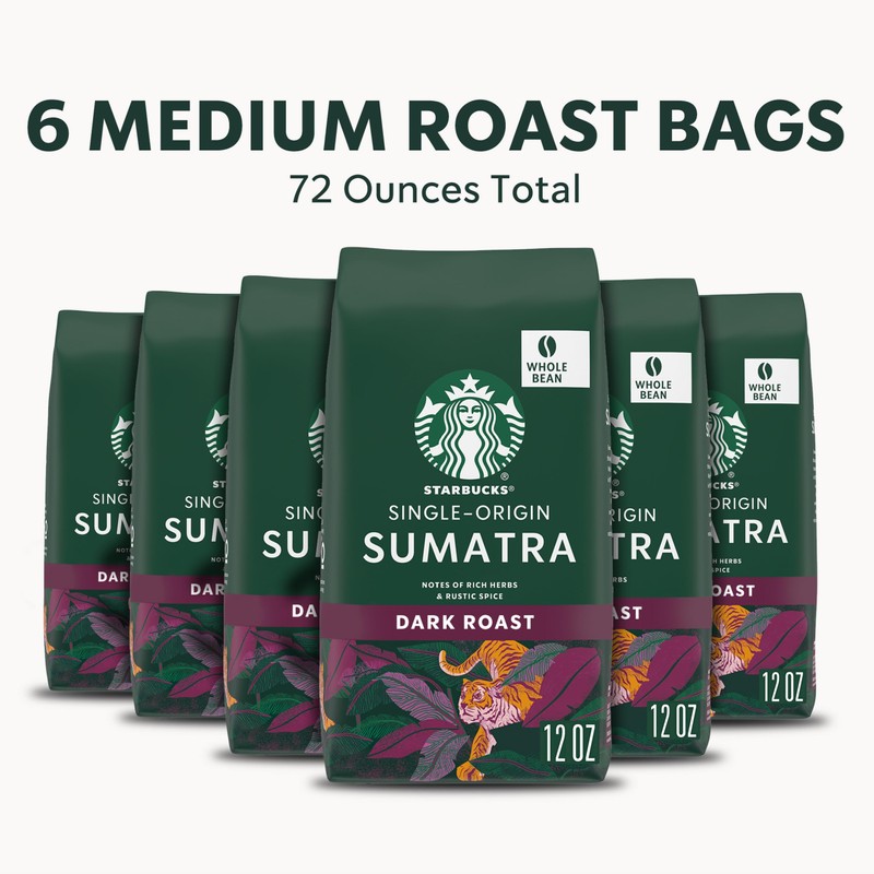 Starbucks Whole Bean Coffee, Dark Roast Coffee, Sumatra, 100% Arabica,