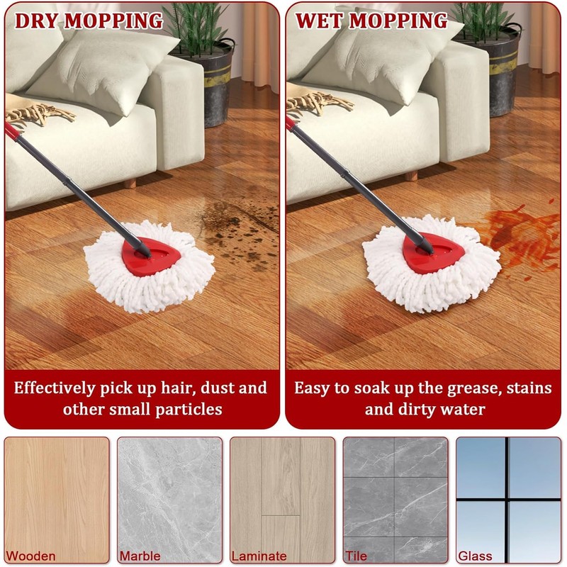 6 Pack Mop Replace Head Compatible with O Cedar EasyWring