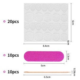 Pack of 20 Transparent Manicure Glue, with 10 Pieces Manicure Sticks, 10 Pieces Nail Files, Clear Glue for Nail Patches, Waterproof Gel Patches, Manicure Tools